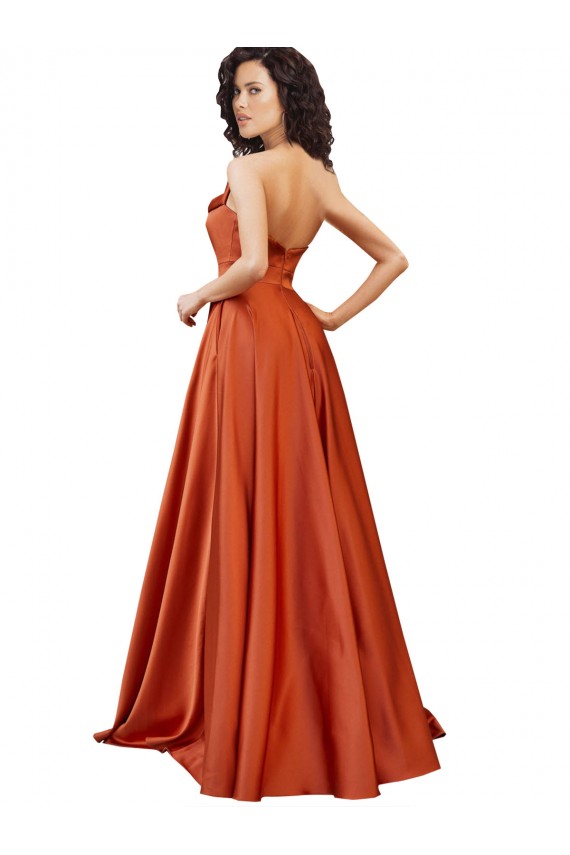 Sleeveless Round Neck Silk like Satin Burnt Orange Sweep Train Formal Evening Gown / Prom Dress / Bridesmaid Dress London