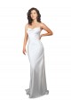 Sleeveless Cowl Neck Silk like Satin White Sweep Train Beach Wedding Dresses London