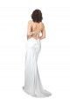Sleeveless Cowl Neck Silk like Satin White Sweep Train Beach Wedding Dresses London