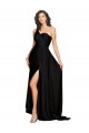 Sleeveless One Shoulder Silk like Satin Black Long Black Tie Evening Gown / Prom Dress / Bridesmaid Dress London