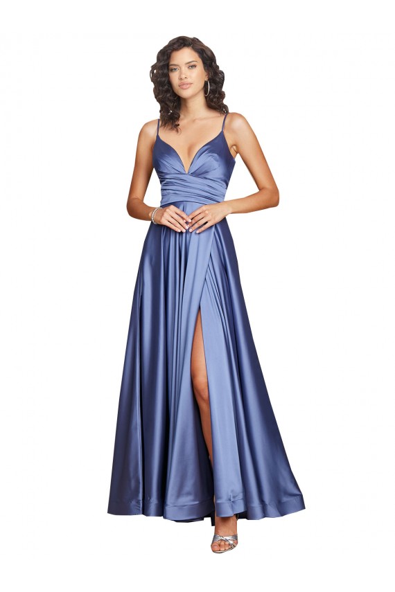Sleeveless Sweetheart Silk like Satin French Blue Long Black Tie Evening Gown / Prom Dress / Bridesmaid Dress London