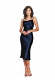 Sleeveless Cowl Neck Silk like Satin Dark Navy Cocktail Length Formal Evening Gown / Prom Dress / Bridesmaid Dress London