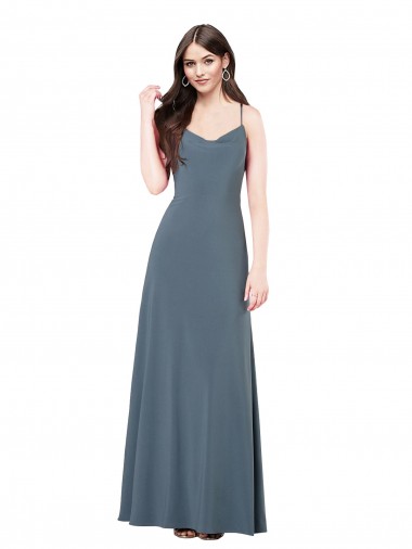 Sleeveless V-Neck Spandex Slate Grey Long Prom Dress / Bridesmaid Dress London