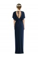 Short Sleeves Bateau Neck Spandex Dark Navy Long Semi Formal Evening Dress / Prom Dress / Bridesmaid Dress London