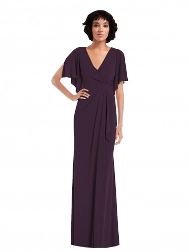 Split Sleeves V-Neck Spandex Grape Long Formal Evening Gown / Prom Dress / Bridesmaid Dress London