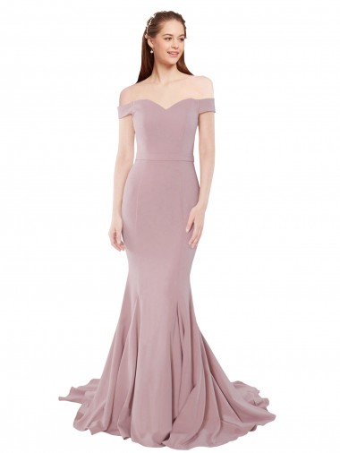 Sleeveless Sweetheart Stretch Crepe Dusty Pink Sweep Train Bridesmaid Dress / Evening Dress London