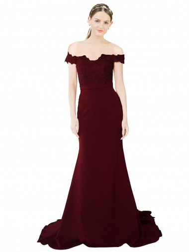 Sleeveless Sweetheart Stretch Crepe & Lace Burgundy Gold Sweep Train Formal Evening Gown / Prom Dress / Bridesmaid Dress London