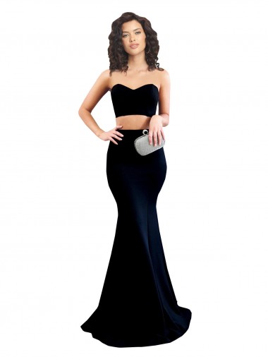 Sleeveless High Neck Stretch Crepe Black Mermaid Long Formal Evening Gown / Prom Dress / Bridesmaid Dress London