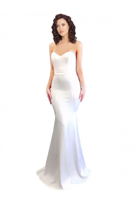 Sleeveless High Neck Stretch Crepe White Long Formal Evening Gown / Prom Dress / Bridesmaid Dress London