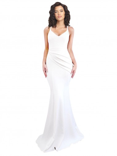 Sleeveless High Neck Stretch Crepe White Long Black Tie Evening Gown / Prom Dress / Bridesmaid Dress London