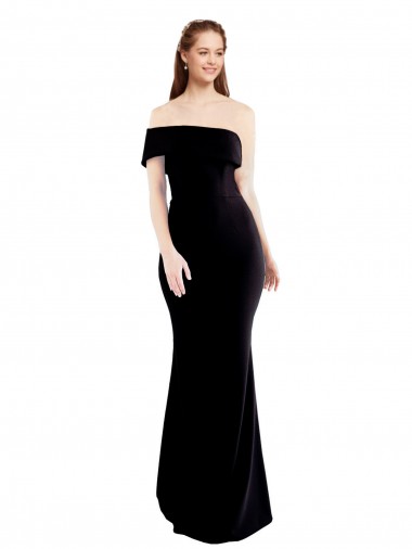 Sleeveless One Shoulder Stretch Crepe Black Long Formal Evening Gown / Prom Dress / Bridesmaid Dress London