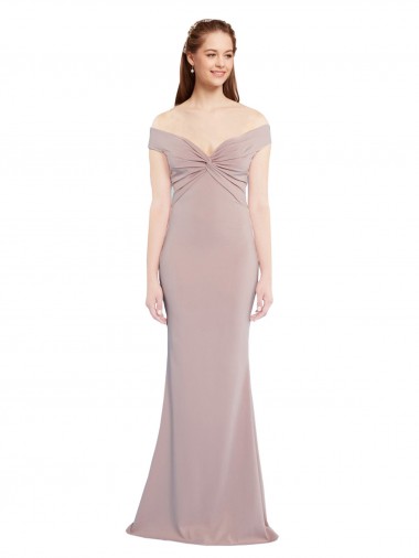 Sleeveless V-Neck Stretch Crepe Dusty Pink Long Formal Evening Gown / Prom Dress / Bridesmaid Dress London