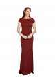 Cap Sleeves Round Neck Stretch Crepe Burgundy Long Formal Evening Gown / Prom Dress / Bridesmaid Dress London