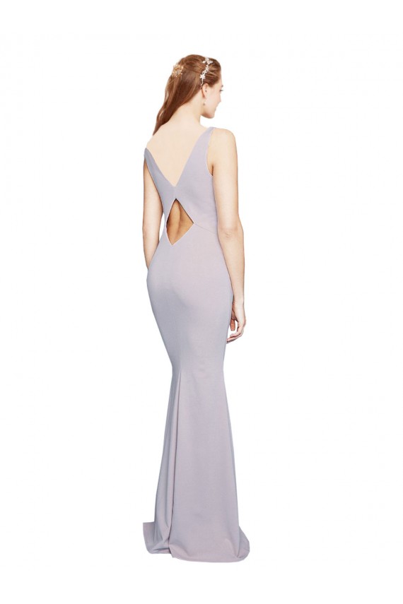 Sleeveless V-Neck Stretch Crepe Arctic Lilac Long Formal Evening Gown / Prom Dress / Bridesmaid Dress London