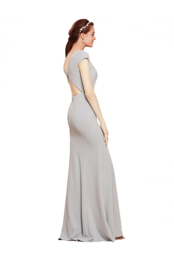 Sleeveless Boat Neck Stretch Crepe Dark Navy Long Formal Evening Gown / Prom Dress / Bridesmaid Dress London