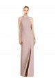 Sleeveless Halter Neck Stretch Crepe Dusty Pink Long Semi Formal Evening Dress / Bridesmaid Dress London