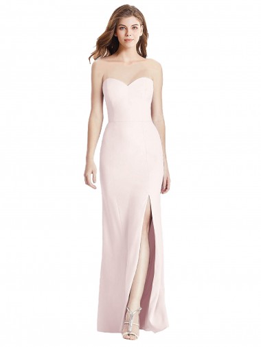 Sleeveless Strapless Stretch Crepe Pink Long Semi Formal Evening Dress / Prom Dress / Bridesmaid Dress London