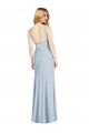 Sleeveless High Neck Stretch Crepe Light Sky Blue Long Formal Evening Gown / Bridesmaid Dress London