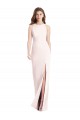 Sleeveless Bateau Neck Stretch Crepe Pink Long Semi Formal Evening Dress / Prom Dress / Bridesmaid Dress London