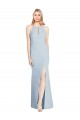 Sleeveless Halter Neck Stretch Crepe Light Sky Blue Long Semi Formal Evening Dress / Prom Dress / Bridesmaid Dress London