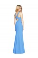 Sleeveless V-Neck Stretch Crepe Peacock Blue Long Semi Formal Evening Dress / Prom Dress / Bridesmaid Dress London