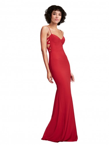 Sleeveless Spaghetti Straps Stretch Crepe Red Long Bridesmaid Dress / Evening Dress London