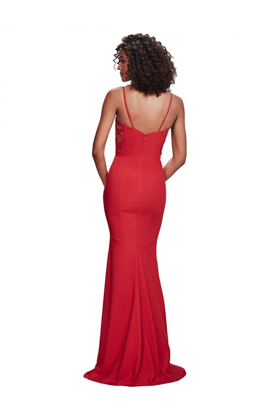 Sleeveless Spaghetti Straps Stretch Crepe Red Long Bridesmaid Dress / Evening Dress London