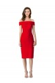 Sleeveless Off the Shoulder Stretch Crepe Red Cocktail Length Formal Evening Gown / Prom Dress / Bridesmaid Dress London