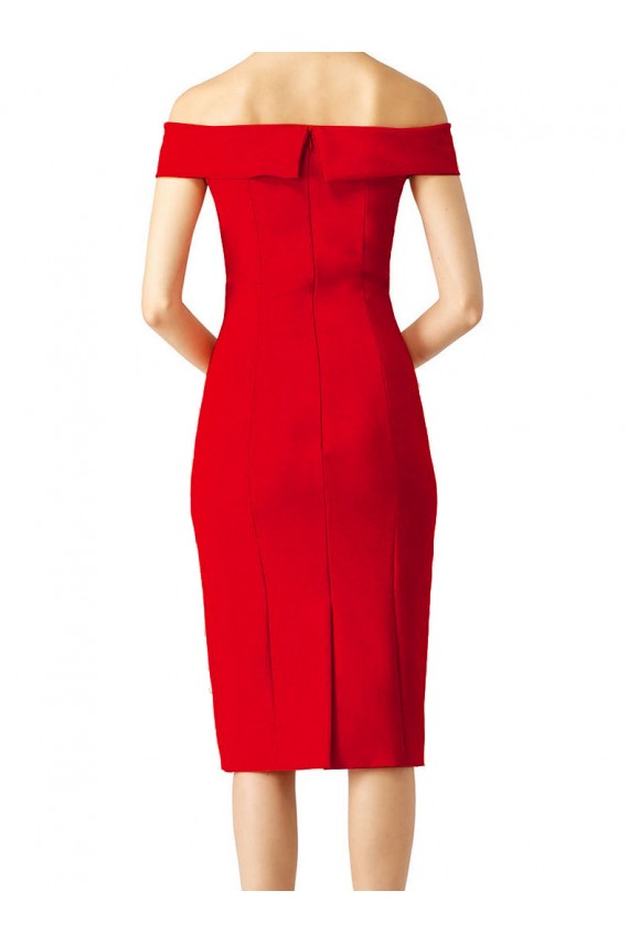 Sleeveless Off the Shoulder Stretch Crepe Red Cocktail Length Formal Evening Gown / Prom Dress / Bridesmaid Dress London