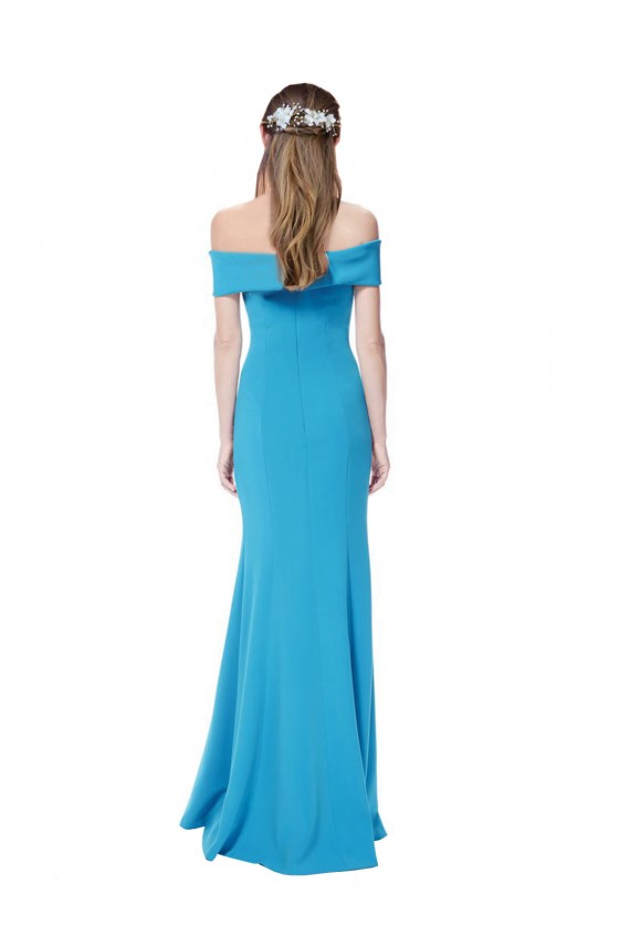 Sleeveless Off the Shoulder Stretch Crepe Peacock Blue Long Formal Dress / Bridesmaid Dress London