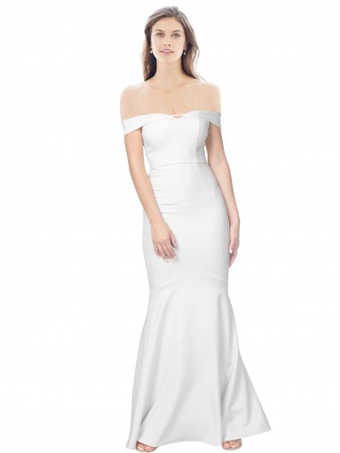 Sleeveless Off the Shoulder Stretch Crepe Ivory Long Formal Dress / Bridesmaid Dress London