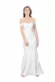 Sleeveless Off the Shoulder Stretch Crepe Ivory Long Formal Dress / Bridesmaid Dress London