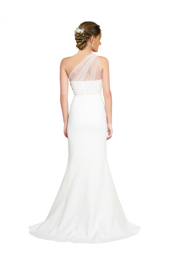 Sleeveless One Shoulder Stretch Crepe & Tulle Ivory Sweep Train Formal Evening Gown / Bridesmaid Dress London
