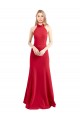 Sleeveless High Neck Stretch Crepe Red A-Line Long Formal Evening Gown / Prom Dress / Bridesmaid Dress London