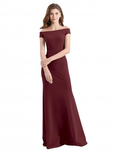 Sleeveless High Neck Stretch Crepe Burgundy Gold Long Prom Dress / Bridesmaid Dress London