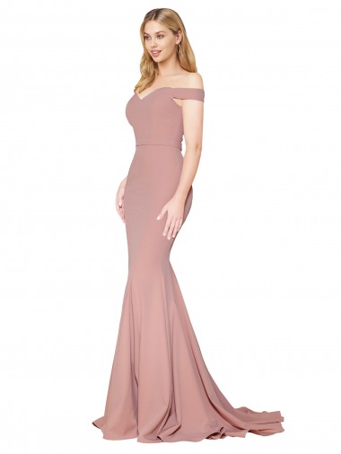 Sleeveless High Neck Stretch Crepe Dusty Pink Mermaid Sweep Train Formal Evening Gown / Prom Dress / Bridesmaid Dress London