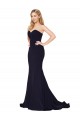 Sleeveless High Neck Stretch Crepe Dark Navy Sweep Train Formal Evening Gown / Prom Dress / Bridesmaid Dress London