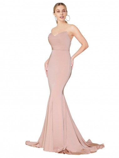 Sleeveless High Neck Stretch Crepe Mauve Long Formal Dress / Bridesmaid Dress London