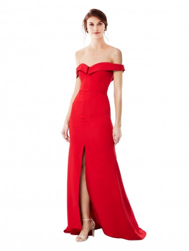 Sleeveless High Neck Stretch Crepe Red Long Bridesmaid Dress / Evening Dress London