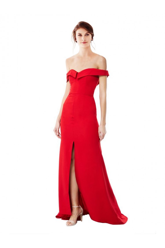 Sleeveless High Neck Stretch Crepe Red Long Bridesmaid Dress / Evening Dress London