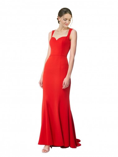 Sleeveless High Neck Stretch Crepe Red Long Formal Evening Gown / Prom Dress / Bridesmaid Dress London