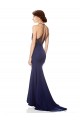 Sleeveless High Neck Stretch Crepe Navy Blue Long Bridesmaid Dress / Formal Dress London