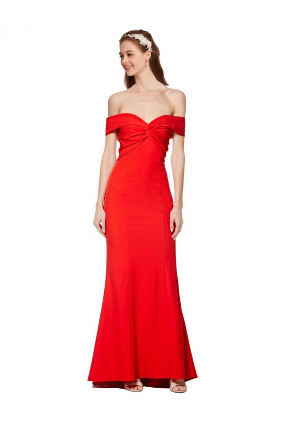 Sleeveless High Neck Stretch Crepe Red Long Bridesmaid Dress / Formal Dress London