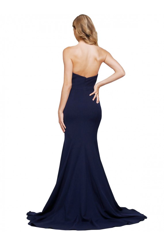 Sleeveless Sweetheart Stretch Crepe Dark Navy Sweep Train Formal Evening Gown / Prom Dress / Bridesmaid Dress London