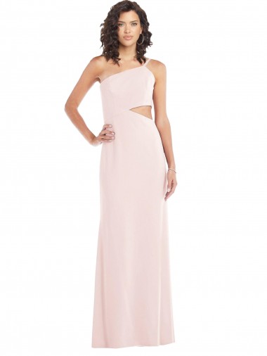 Sleeveless One Shoulder Stretch Crepe Pink Long Formal Evening Gown / Prom Dress / Bridesmaid Dress London