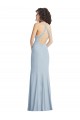 Sleeveless High Neck Stretch Crepe Light Sky Blue Long Formal Evening Gown / Prom Dress / Bridesmaid Dress London