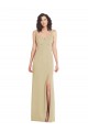 Sleeveless Square Neck Stretch Crepe Champagne Long Formal Evening Gown / Prom Dress / Bridesmaid Dress London