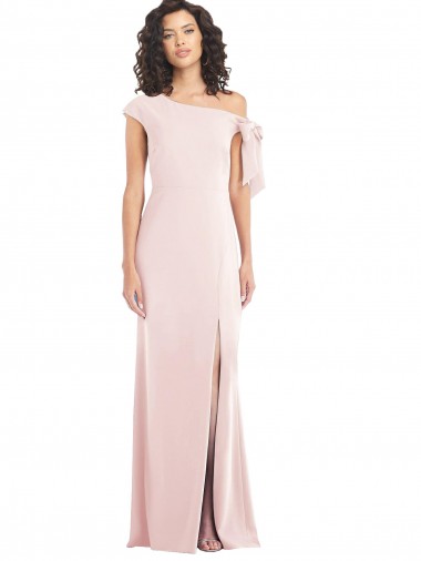Cap Sleeves Off the Shoulder Stretch Crepe Pink Long Formal Evening Gown / Prom Dress / Bridesmaid Dress London