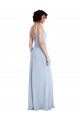 Sleeveless Square Neck Stretch Crepe Light Sky Blue Long Prom Dress / Bridesmaid Dress London