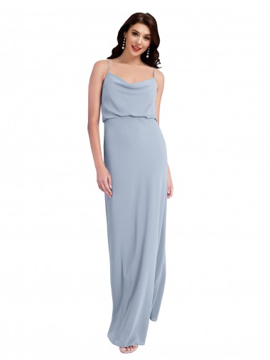 Sleeveless Cowl Neck Stretch Crepe Smoke Blue Long Formal Evening Gown / Prom Dress / Bridesmaid Dress London